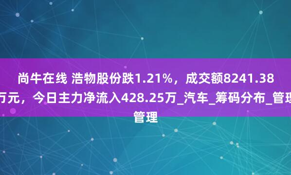 尚牛在线 浩物股份跌1.21%，成交额8241.38万元，今日主力净流入428.25万_汽车_筹码分布_管理